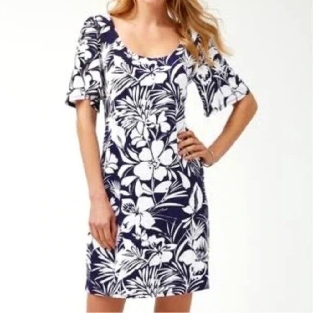 Tommy Bahama Buona Sera Flounce Sleeve Short Dress Tropical Women's NWT